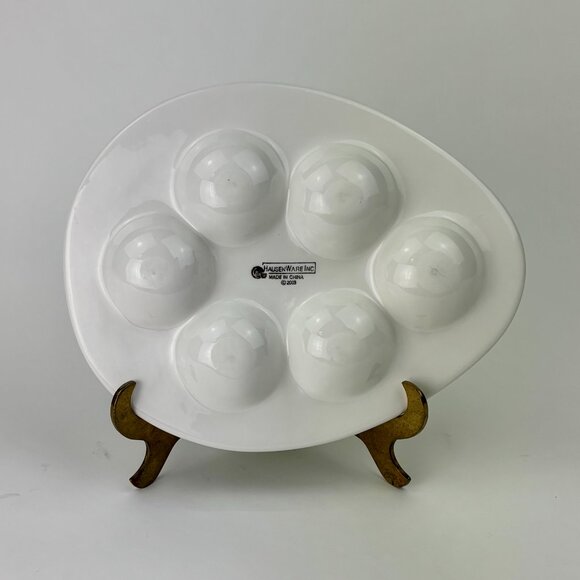 HausenWare Hand-Painted Deviled Egg Plate Vintage – Floral Spring Design - Picture 3 of 8